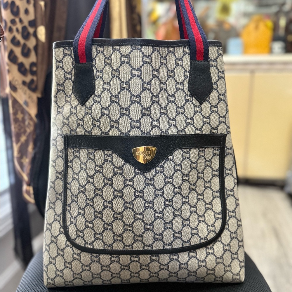 Gucci Beige and Black Tote Bag